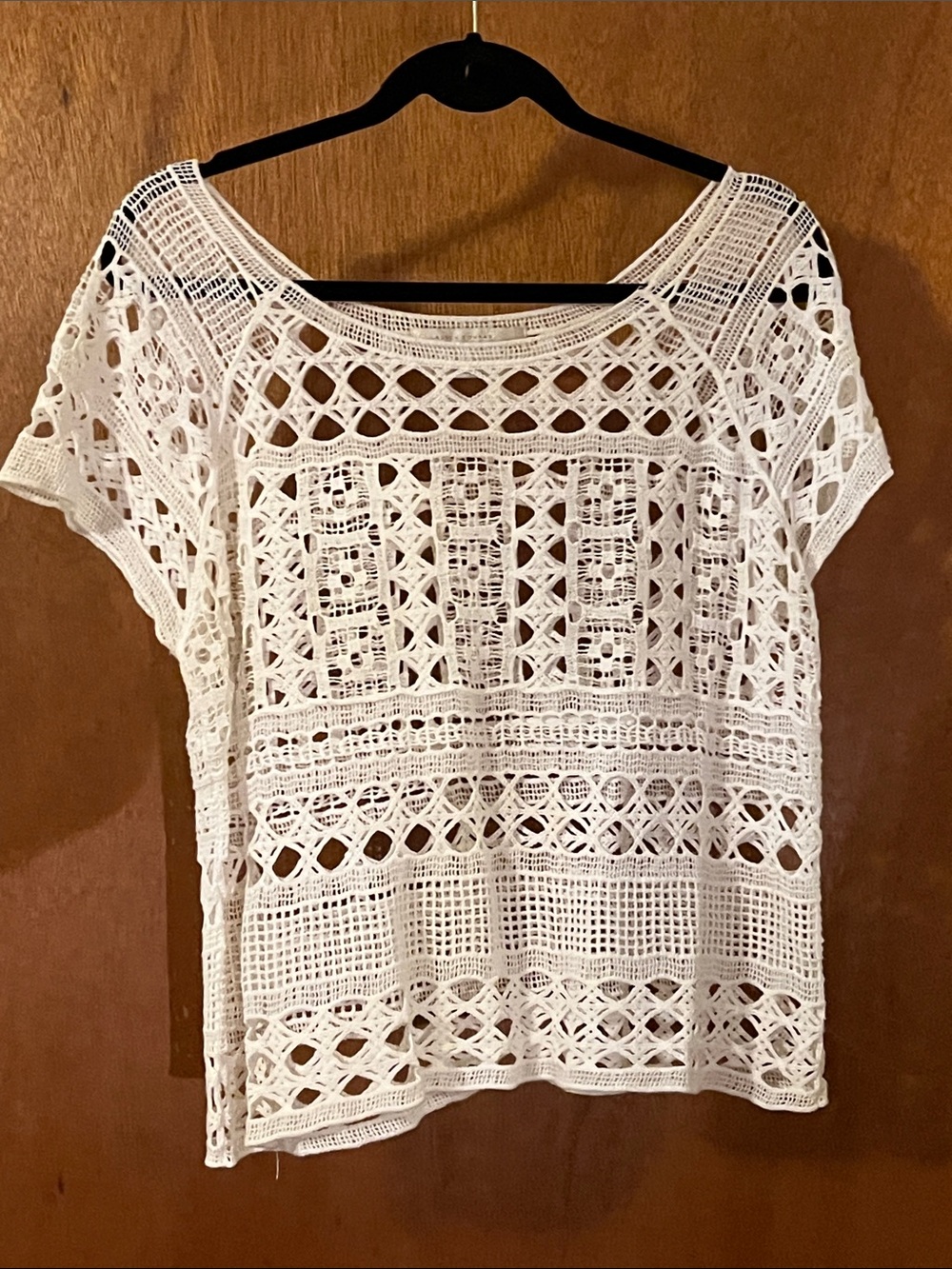 LC Lauren Conrad  Vintage BOHO White Crochet Lace Tunic Top size M
